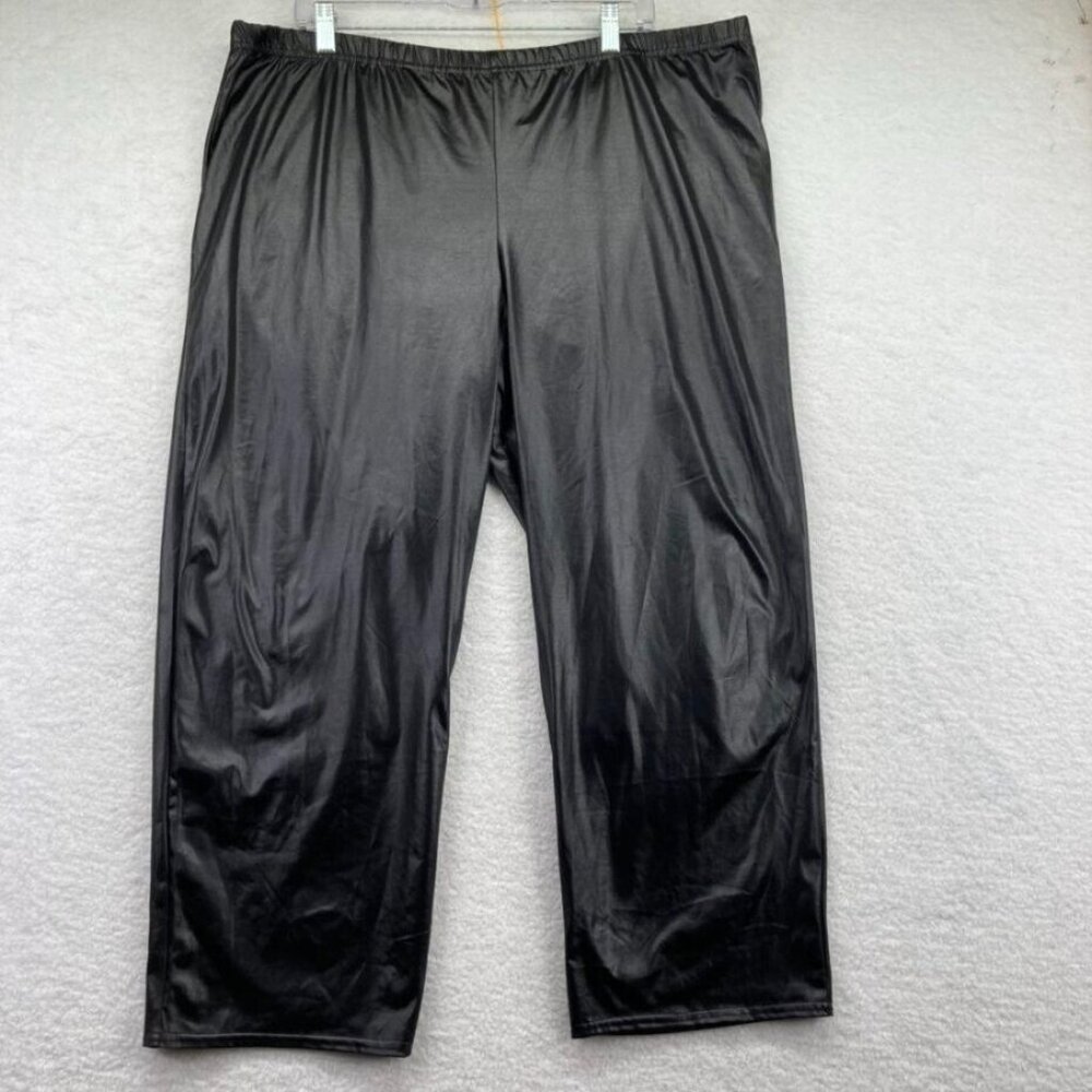Boohoo Womens Ruched‎ Bum Leggings Size 24 Black Wet Look Elastic Waist New